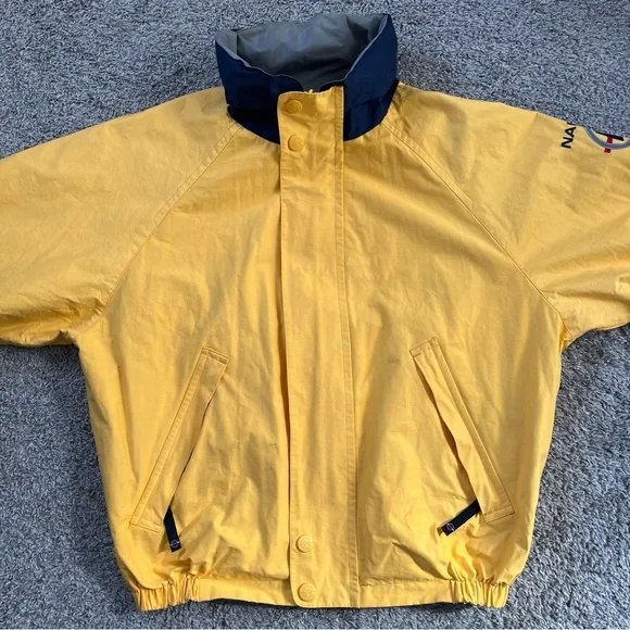 🔴Nautica Reversible Jacket Size Medium Gray And Yellow Wu-Tang